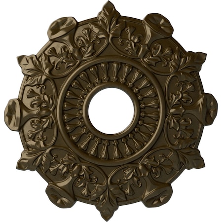 Ekena Millwork Preston Ceiling Medallion (Fits Canopies up to 4"), Hand-Painted Brass, 17 1/2"OD x 4"ID x 1"P CM17PRBRS